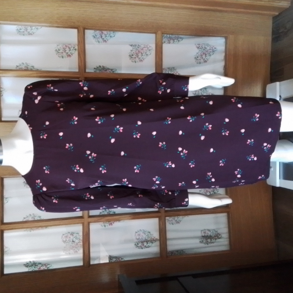 New With Tags! Old Navy Burgundy Floral Dress, 100% Poly, Long Sleeves, Size M.